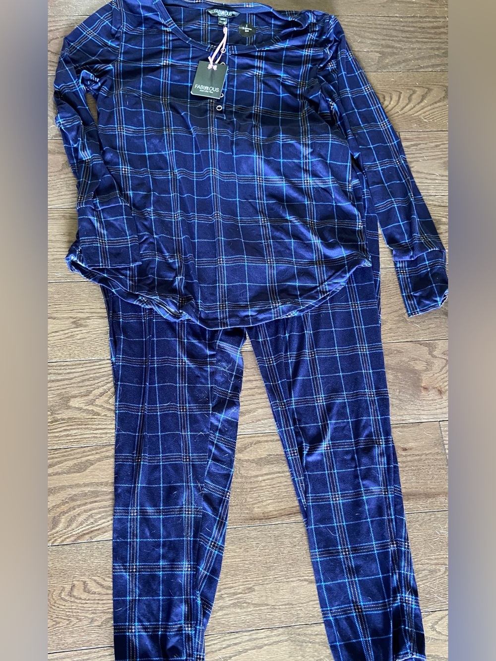 Women’s Blue Plaid Pajama Set - Medium- New with Tag